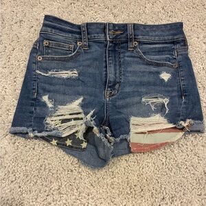 American Eagle American Flag Denim Shorts Womens Size 2